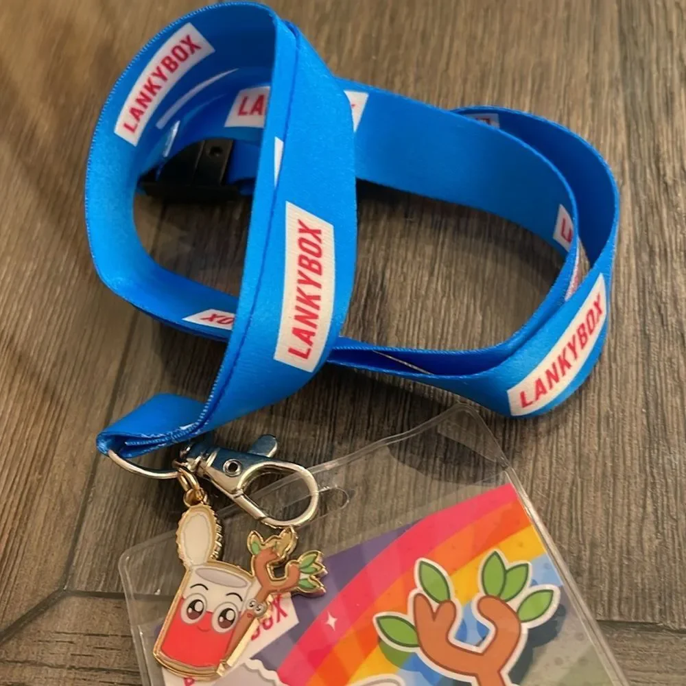 LankyBox Sticky & Canny With Charm Card Character Happy Friends Lanyard
